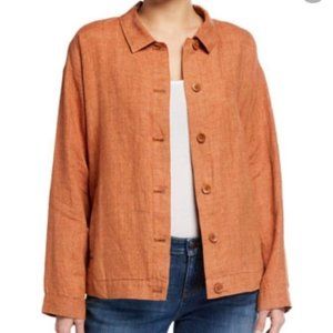 FLAX 100% Linen Blouse Jacket Collard Classic Cinnamon Size Medium